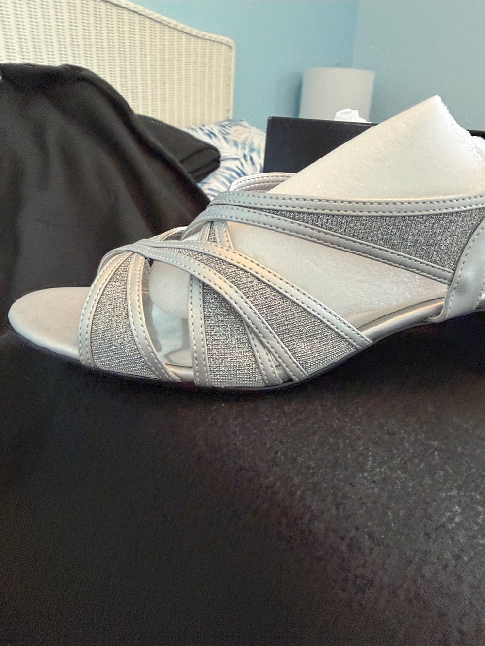 easy street Silver Crisscross Dress Sandal